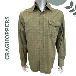 🛍️3/$40 Craghoppers Bear Grylls Long Sleeve Outdoor Shirt Green Plaid  Medium